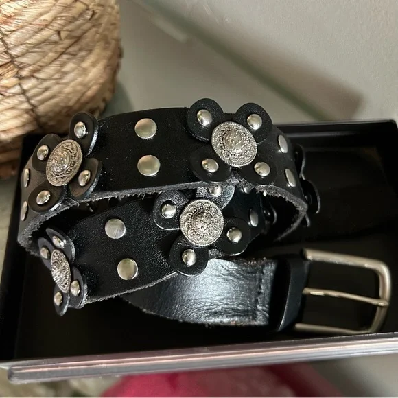 NWT Patricia Nash Black Leather belt Size Small Atina Belt - Chainlink — Black – Patricia Nash main image 3
